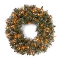  Glittery  Frosted LED Bristle Wreath  61cm