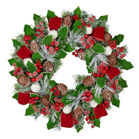 Red Holly Pinecone Wreath 55cm