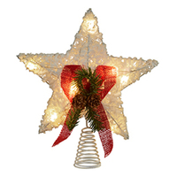 White  Flocked Cotton Star LED Tree Topper 30cm