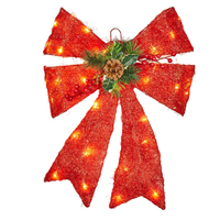 Red Sisal Bow with LED's 53cm