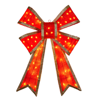 Red Gold Christmas Bows with Lights 110cm