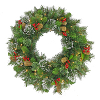 Wintry Pine Wreath with LED 61 cm