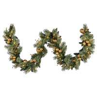 Gold Illuminated Christmas Garland 274cm