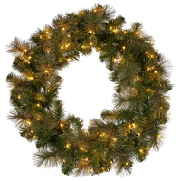 Gllittery Gold Pine Split LED  Wreath for Double Doors