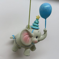 Baby's First Christmas Blue Hanging Elephant Ornament