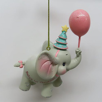 Baby's First Christmas Pink  Hanging Elephant Ornament