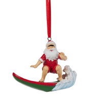 Surfing Santa Christmas Decoration 8cm