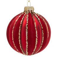 2 Tone Red Glass Christmas Bauble 8cm