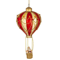 Vintage Santa in Hot Air Balloon Glass Christmas Decoration 11cm