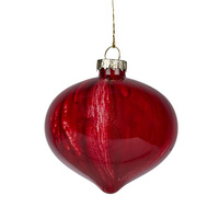 Red Mercury Glass Onion Glass Hanging Christmas Bauble 8cm