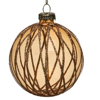 Amber Diamond Glass Christmas Bauble 8cm