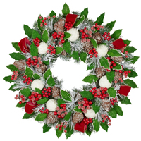 Red Holly Pinecone Wreath  Large 71cm