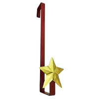 Red Wreath Hanger with Gold Star 41cm