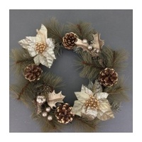Gold Pinecone and Flower Wreath / Table  33cm