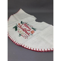 Merry Christmas Ivory Jute Tree  Skirt 120cm