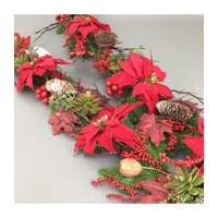 Poinsettia and Red Maple Leaf Garland 180cm