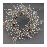 Blue Champagne Pearl , Bell andT wig Wreath 45cm
