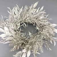 Silver Champagne  Leaf Wreath  55cm