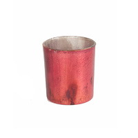 Metallic Red Plain Glass Votive  8CM H