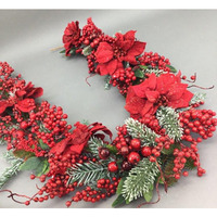Red Poinsettia and Berry  Garland 180cm