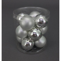 Mixed Silver 4cm baubles 12pc