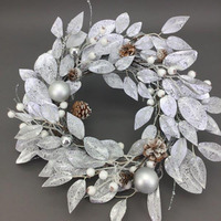 Silver Leaf Wreath 50cm