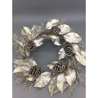 Champagne Leaf and Large Pinecone Wreath 60cm