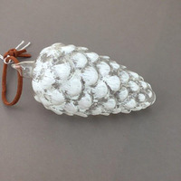 White Painted Glass Pinecone  9 x 4.5cm