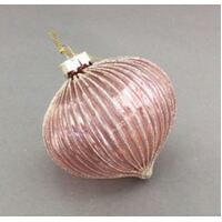 Pink Glitter Ribbed Glass Onion 10cm
