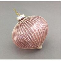 Pink Glitter Ribbed Glass Onion 10cm