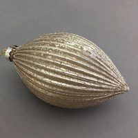 Champagne Gold Ribbed  Glass Teardrop 10cm