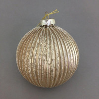 Champagne  Gold Ribbed  Glass Bauble 10cm
