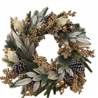 Gold Berry. Silver Leaf, and Pine Cone Wreath  50cm