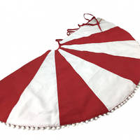 Red and White Tree Skirt with Pom Poms 120cm