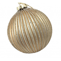 Champagne  Striped Ribbed  Glass Bauble 10cm