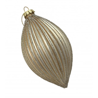 Champagne Gold Ribbed  Glass Teardrop 10cm