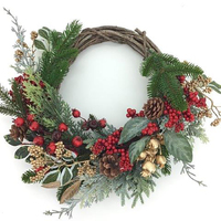 Red and Gold Mixed Berry  Half Wreath  45cm