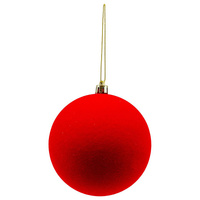 Red Velvet Shatterproof Christmas Hanging Bauble 10cm