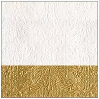 White  Luxury Embossed Dip Gold  Disposable Napkins - Cocktail 15 pc