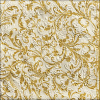 Gold and White Damask Luxury Embossed Disposable Napkins - Luncheon