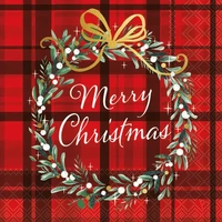 Christmas Plaid Red Luncheon - Disposal Napkin  20pc
