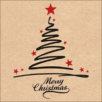 Christmas Tree Black on Natural  Luncheon - Disposable Napkins  20pk