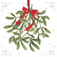 Christmas Mistletoe with Bow Luncheon -Disposable Napkins  20pk