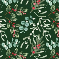 Christmas Foliage Scatter Green  Luncheon -Disposable Napkins  20pk