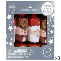 Santa and Reindeer Mini Christmas Crackers 8pk