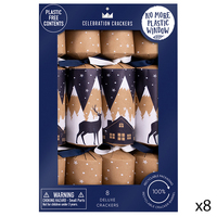 Midnight Deer Kraft Christmas Crackers 8pk