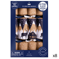 Midnight Deer Kraft Christmas Crackers 8pk