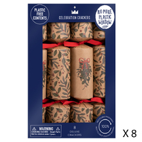 Kraft Foliage Christmas Crackers 8pk