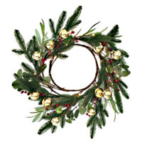 LED Native with Berry Wreath Green  60cm