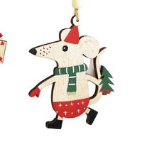 Christmas Mouse with Tree Hanging Decoration 10cm